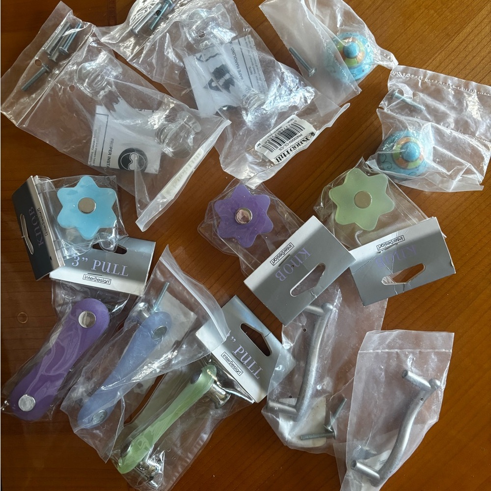 Assorted Colorful Cabinet Knobs and Pulls